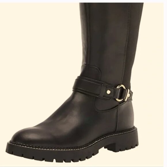 Tommy Hilfiger Jiola Lug Sole Riding Boots BLACK 5.5 NEW Equestrian - Picture 2 of 6